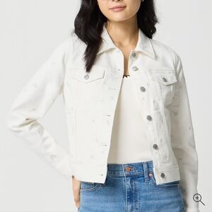 J Crew Factory Embroidered classic denim jacket CJ091 Size XL Floral